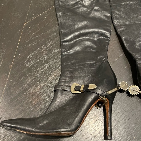 Dolce & Gabanna  Black Nappa Leather Boots         Size 8 (38 EU) - Picture 10 of 14